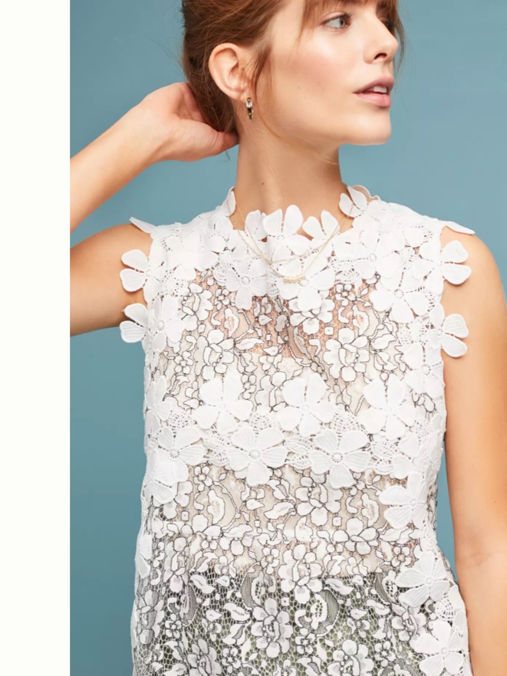 Aqua Contrast Evaline Lace Top from Bloomingdales.Size XS